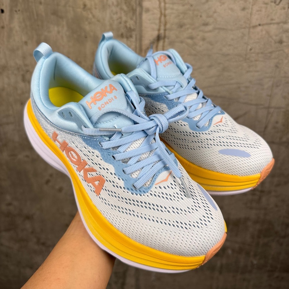 HOKA One One Bondi 8 Wide Women's Size 8D Ice Water Yellow Running Shoes NIB - Picture 13 of 16